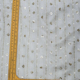 All Over Sequins Thread Work On Dyeable Georgette Fabric