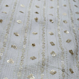 All Over Sequins Thread Work On Dyeable Georgette Fabric