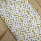 All Over Golden Zari Checks Embroidery On White Dyeable Dupion Silk Fabric