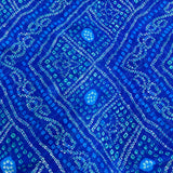 Blue Bandhani Georgette Printed Fabric
