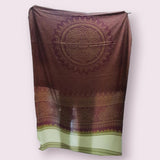 Wine Bandhani Digital Print on Modal Gaji Silk Dupatta With Golden Border - Shree Om Fabrics