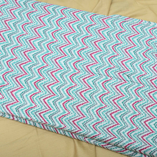 Zig Zag Chevron Cotton Printed Fabric - Shree Om Fabrics