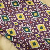 Wine Colour Patola Tussar Silk Printed Fabric - Shree Om Fabrics