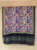Purple Colour Floral Digital Print on Modal Gaji Silk Dupatta With Lagdi Patta Border