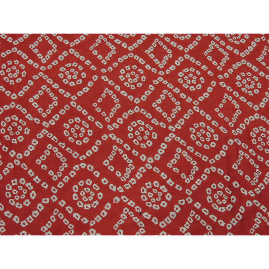Dark Red Colour Bandhani Print On Cotton Fabric