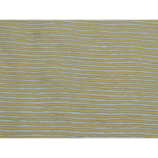 Yellow Colour Lining Print On Cotton Mal Fabric