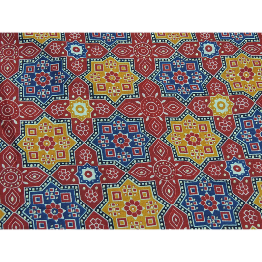 Red Colour Patola Print On Cotton Satin Fabric