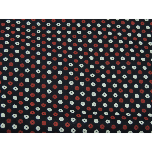 Black Colour Polka Dot Print On Cotton Fabric