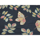 Black Colour Leaf Foil Print On Chanderi Fabric
