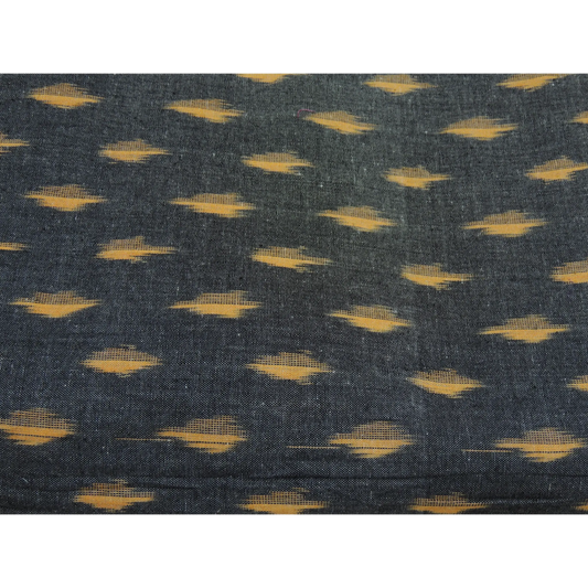 Black Cotton Ikat Weave Fabric