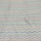 Multi Colour All Over Zig zag Mirror Work Embroidery On White Dyeable Dola Silk Fabric