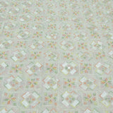 All Over Sequins Thread Work Embroidery On White Dyeable Dola Silk Fabric