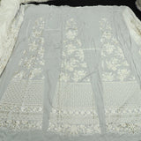 Mukaish Work Kali On White Dyeable Dola Silk Fabric