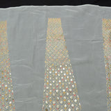 Mukaish Work Kali On White Dyeable Organza Silk Fabric