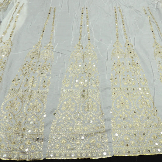 Mirror Work Kali On White Dyeable Georgette Fabric