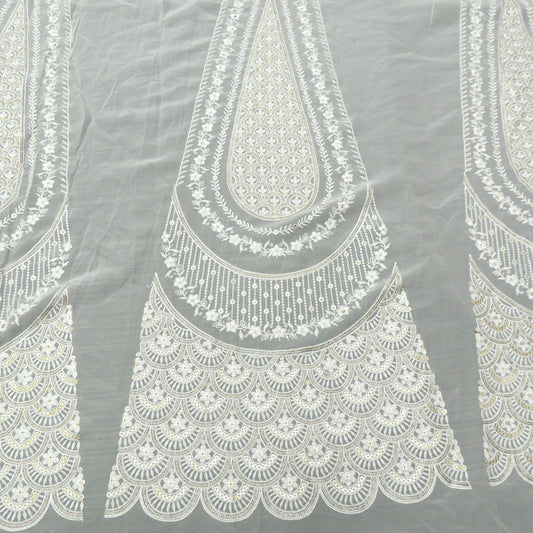 Sequins Thread Work Kali On White Dyeable Georgette Fabric