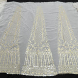 Sequins Zari Work Kali On White Dyeable Georgette Fabric