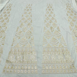 Mukaish Work Kali On White Dyeable Russian Silk Fabric