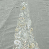 Sequins Thread Work Kali On White Dyeable Georgette Fabric