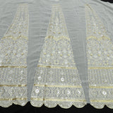 Sequins Thread Work Kali On White Dyeable Georgette Fabric
