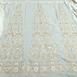 Zari Thread Work Kali On White Dyeable Russian Silk Fabric