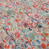 Off White Floral Digital Print Jacquard On Viscose Crepe Fabric