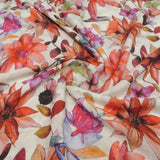 Off White Floral Digital Print On Muslin Fabric