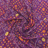 Magenta Bandhani Georgette Printed Fabric