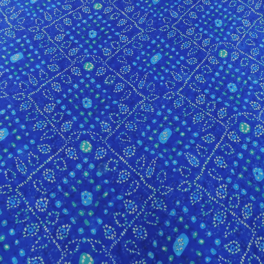 Blue Bandhani Georgette Printed Fabric