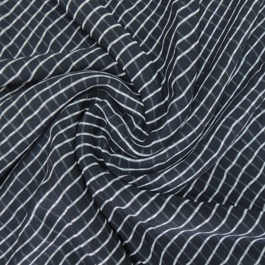 Black Colour Leheriya Georgette Printed Fabric