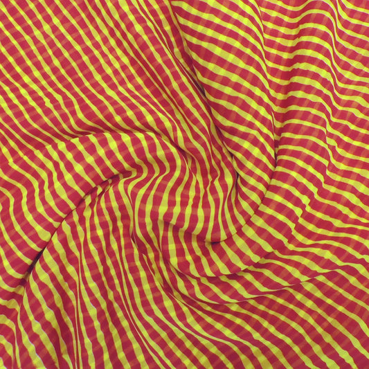 Maroon Colour Yellow Leheriya Georgette Printed Fabric