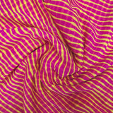 Pink Colour Yellow Leheriya Georgette Printed Fabric