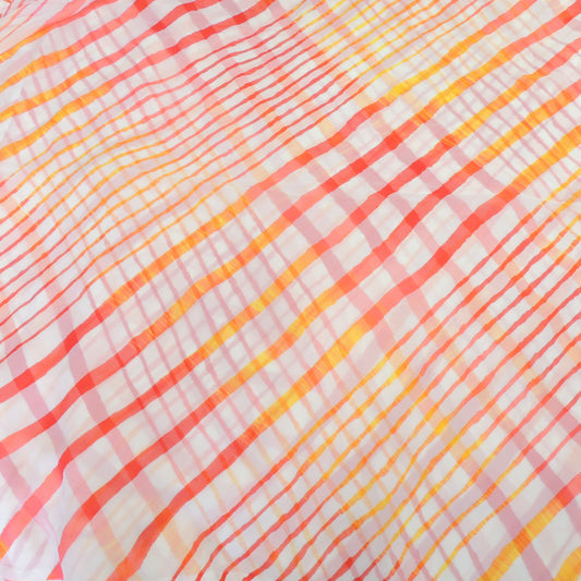 Pink Yellow Colour Multi Leheriya Georgette Printed Fabric