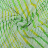 Green Colour Multi Leheriya Georgette Printed Fabric