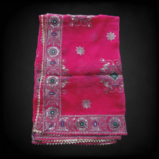 Pink Embellished Vintage Dupatta
