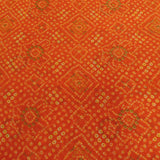 Orange Bandhani Georgette Printed Fabric