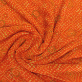 Orange Bandhani Georgette Printed Fabric