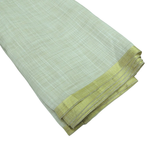 Kora Cotton Checks With Golden Border Fabric Dyeable