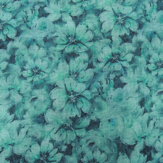 Floral Print On Cotton Linen Fabric