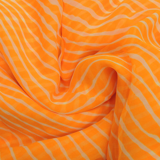 Orange Yellow Colour Leheriya Georgette Printed Fabric