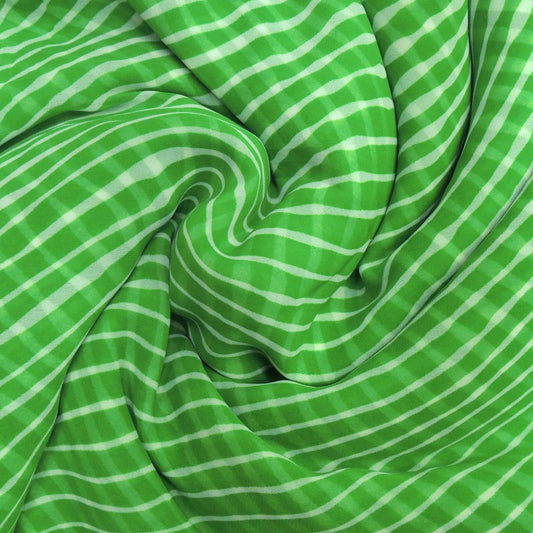 Green Colour Leheriya Georgette Printed Fabric