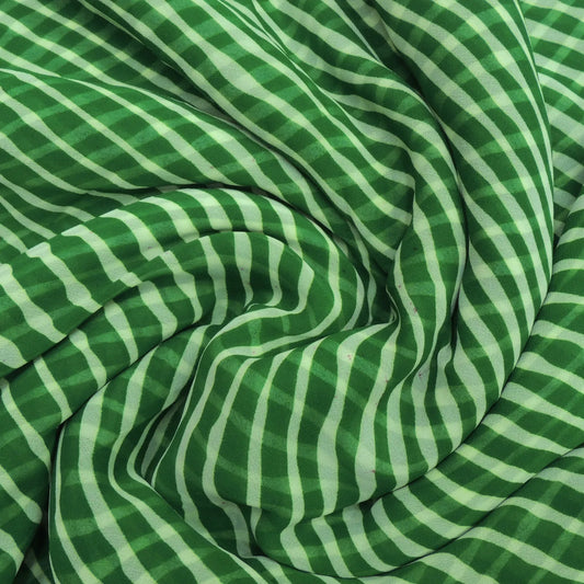 Green Colour Leheriya Georgette Printed Fabric