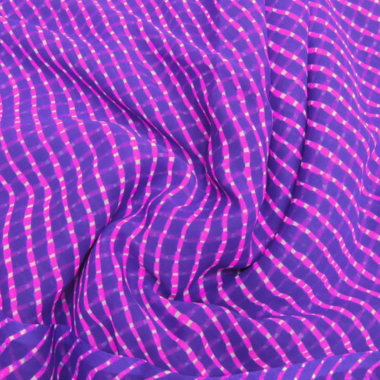 Purple Colour Magenta Bandhani Leheriya Georgette Printed Fabric