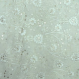 Floral Sequins Work On Dyeable Georgette Fabric