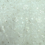 Floral Sequins Work On Dyeable Georgette Fabric