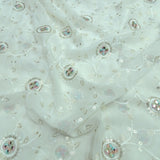 Jaal Sequins Work On Dyeable Georgette Fabric