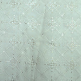 Thread Sequins Work Embroidery On White Dyeable Organza Fabric