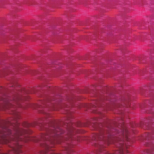 Rose Red Pure Raw Silk Ikat Fabric