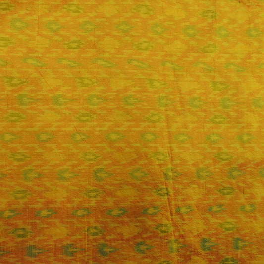 Yellow Pure Raw Silk Ikat Fabric