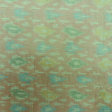 Light Orange Pure Raw Silk Ikat Fabric